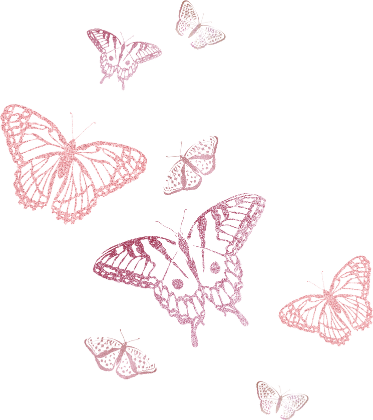 Pink Glitter Butterfly Png Border, Transparent Background
