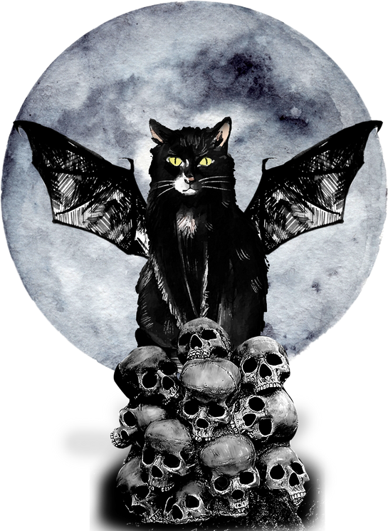 Black Cat Evil with Moon