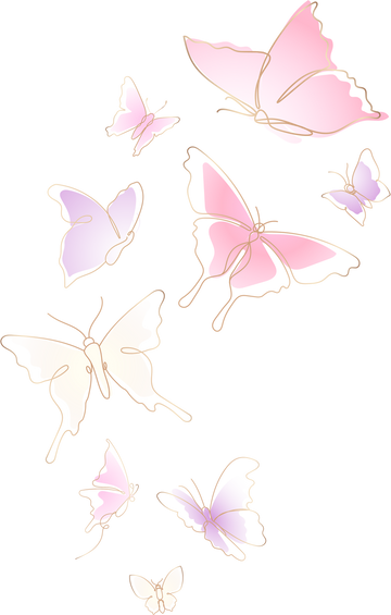 Flying Butterfly Png Sticker, Pastel Pink Line Art Clipart Set